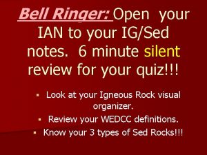Bell Ringer Open your IAN to your IGSed