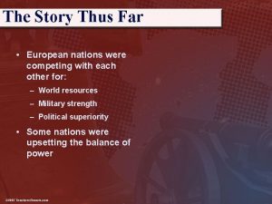 The Story Thus Far European nations were competing