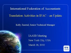 International Federation of Accountants Translation Activities in IFAC