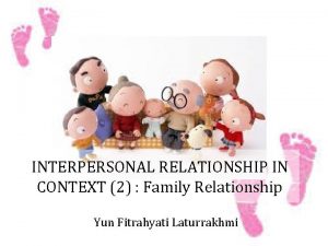 INTERPERSONAL RELATIONSHIP IN CONTEXT 2 Family Relationship Yun
