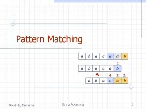 Pattern Matching Goodrich Tamassia String Processing 1 Strings