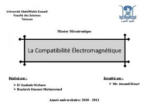 Universit Abdel Malek Essaadi Facult des Sciences Tetouan