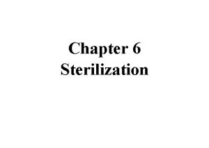 Chapter 6 Sterilization Outline Introduction Medium sterilization The
