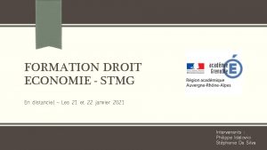 FORMATION DROIT ECONOMIE STMG En distanciel Les 21