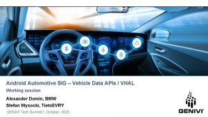 Android Automotive SIG Vehicle Data APIs VHAL Working