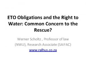 ETO Obligations and the Right to Water Common