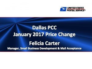 Dallas PCC January 2017 Price Change Felicia Carter