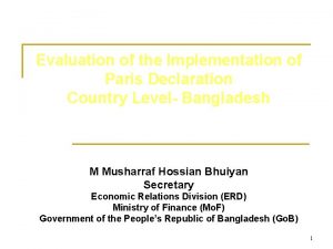 Evaluation of the Implementation of Paris Declaration Country