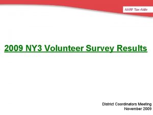 AARP TaxAide 2009 NY 3 Volunteer Survey Results