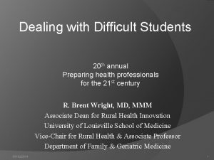 Dealing with Difficult Students 20 th annual Preparing