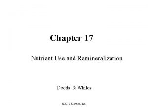 Chapter 17 Nutrient Use and Remineralization Dodds Whiles