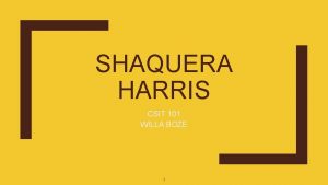 SHAQUERA HARRIS CSIT 101 WILLA BOZE 1 Tell