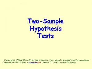 TwoSample Hypothesis Tests Copyright c 2008 by The