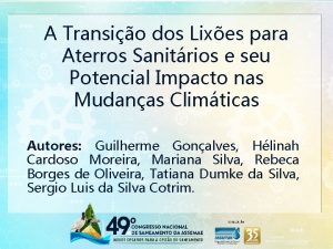 A Transio dos Lixes para Aterros Sanitrios e