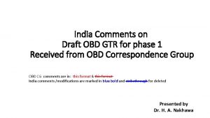 India Comments on Draft OBD GTR for phase