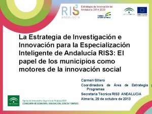 Estrategia de Innovacin de Andaluca 2014 2020 La