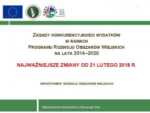 1 ZASADY KONKURENCYJNOCI WYDATKW W RAMACH PROGRAMU ROZWOJU