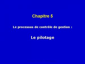 Chapitre 5 Le processus de contrle de gestion