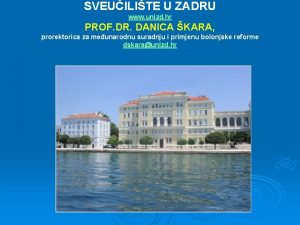 SVEUILITE U ZADRU www unizd hr PROF DR