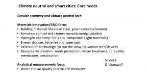 Climate neutral and smart cities Core needs Circular