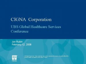 CIGNA Corporation UBS Global Healthcare Services Conference Jon