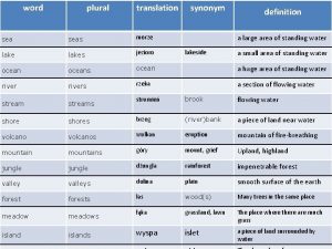 word plural translation synonym definition a large area