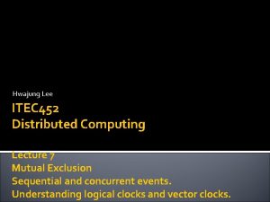 Hwajung Lee ITEC 452 Distributed Computing Lecture 7