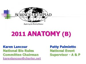 2011 ANATOMY B Karen Lancour National Bio Rules