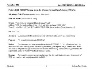 November 2005 doc IEEE 802 15 05 0653