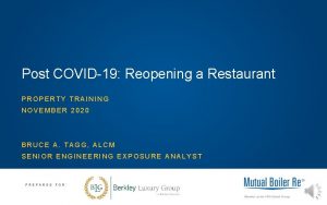 Post COVID19 Reopening a Restaurant PROPERTY TRAINING NOVEMBER