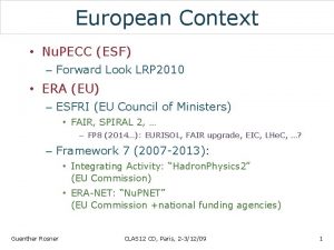 European Context Nu PECC ESF Forward Look LRP