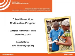 Client Protection Certification Program European Microfinance Week November