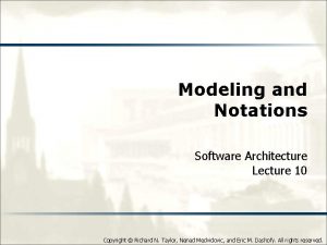 Modeling and Notations Software Architecture Lecture 10 Copyright