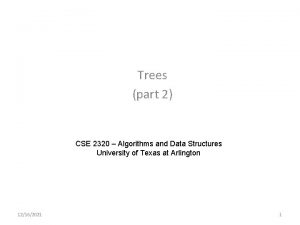 Trees part 2 CSE 2320 Algorithms and Data