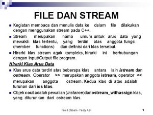 FILE DAN STREAM Kegiatan membaca dan menulis data