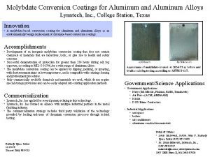 Molybdate Conversion Coatings for Aluminum and Aluminum Alloys