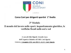 Corso Coni per dirigenti sportivi 1 livello 2