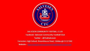 SALVESEN COMMUNITY FOOTBALL CLUB Facebook Salvesen Community Football