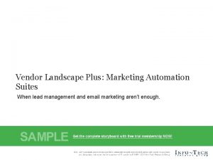 Vendor Landscape Plus Marketing Automation Suites When lead