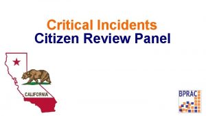 Critical Incidents Citizen Review Panel Big Picture Research