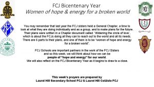 FCJ Bicentenary Year Women of hope energy for
