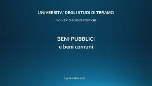 UNIVERSITA DEGLI STUDI DI TERAMO FACOLTA DI SCIENZE