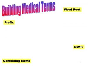 Word Root Building Medical Terms Prefix Suffix Combining