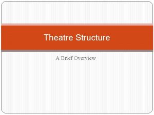 Theatre Structure A Brief Overview Theater Theater X
