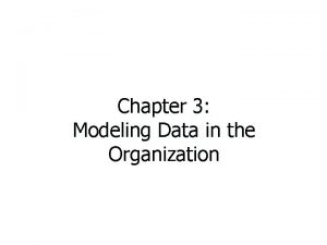 Chapter 3 Modeling Data in the Organization Business