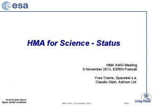 HMA for Science Status HMA AWG Meeting 6