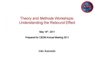 CEDM Theory and Methods Workshops Understanding the Rebound