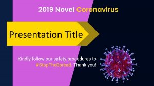 2019 Novel Coronavirus Presentation Title Kindly follow our