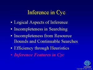 Inference in Cyc Logical Aspects of Inference Incompleteness