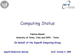 Computing Status Fabrizio Bianchi University of Torino Italy